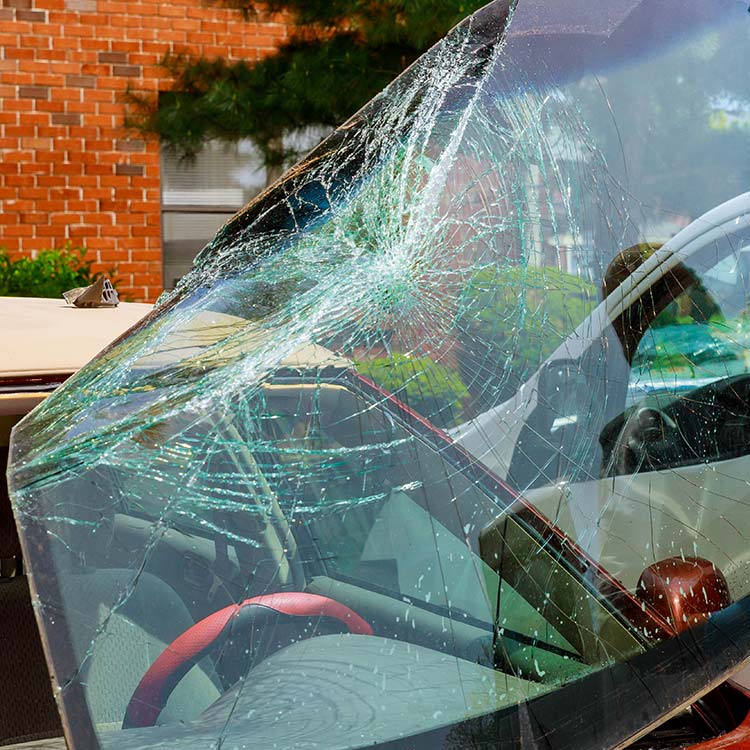 cracked windshield needing a windshield replacement