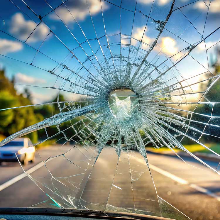 cracked windshield needing a windshield replacement